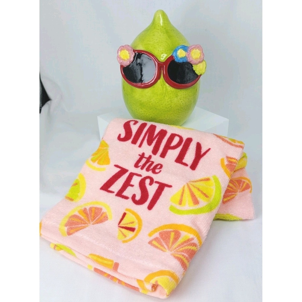 Everyday Living‎ 6" Ceramic Lime Lady Floral Sunglasses Gift Set with Towel New